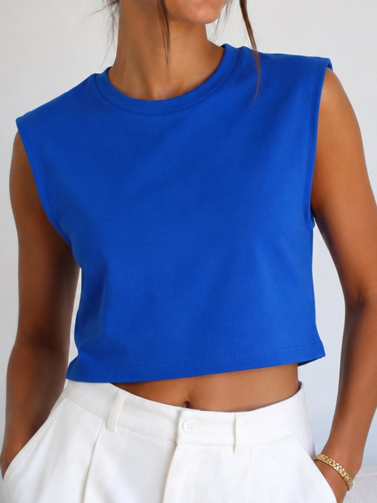 Zara Royal Blue Cropped Muscle Tee